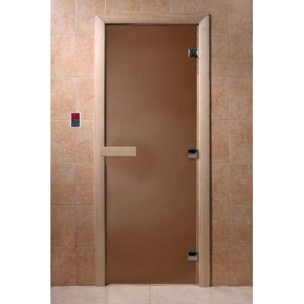 Дверь для сауны Doorwood Теплая ночь 1900x700 (коробка листва, стекло 8 мм, 3 петли) в Бобруйске