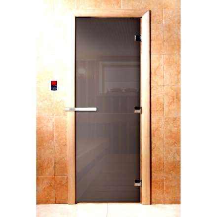 Дверь для сауны Doorwood Сумерки Графит прозрачный 1900x700 (стекло 8 мм, 3 петли) в Бобруйске