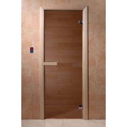 Дверь для бани и сауны Doorwood Бронза 1900x700 (хвоя, стекло 6 мм, 2 петли) в Бобруйске