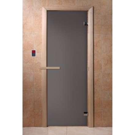 Дверь для бани Doorwood Графит матовый 1900x700 мм (коробка хвоя, стекло 6 мм, 2 петли) в Бобруйске