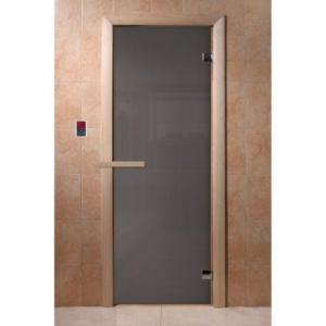 Дверь для бани Doorwood Графит 1900x700 мм (коробка хвоя, стекло 8 мм, 2 петли) в Бобруйске