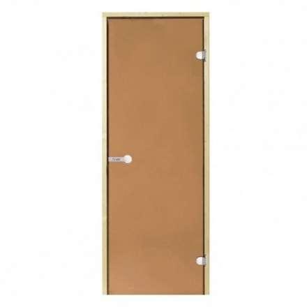 Дверь для бани стеклянная Harvia 7/19 коробка сосна, бронза в Бобруйске