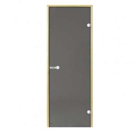 Дверь для бани стеклянная Harvia 7/19 коробка сосна, серая в Бобруйске