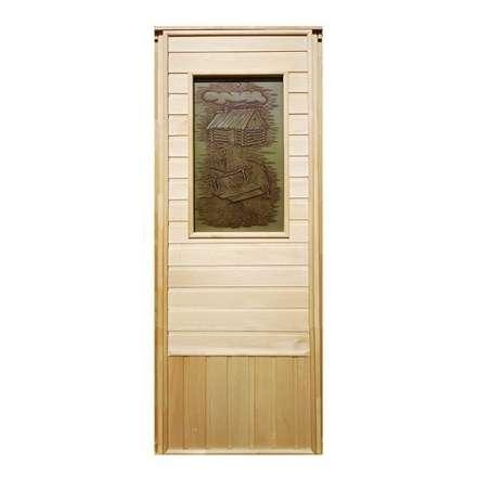 Дверь деревянная для бани DoorWood Эконом 1840x740 со стеклом ФП Изба в Бобруйске