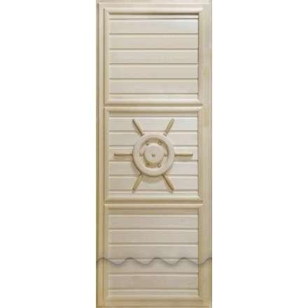 Дверь деревянная для бани DoorWood Штурвал 1840x740 без иллюминатора Эконом в Бобруйске