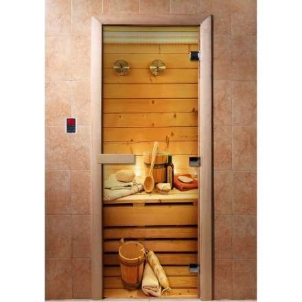 Дверь для сауны Doorwood с фотопечатью A033 1900x700 в Бобруйске