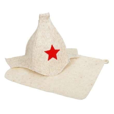 Набор из двух предметов (Шапка Будёновка белая, коврик) 41128 в Бобруйске