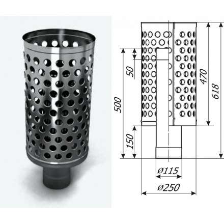 Каменка натрубная ДИЗЕЛЬ, ф115, 1/0,5мм, нерж/нерж в Бобруйске