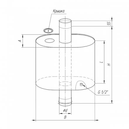 Бак Ferrum Комфорт эллиптический с трубой 70 л в Бобруйске