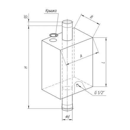 Бак Ferrum Комфорт прямоугольный на трубе 55 л в Бобруйске