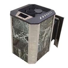 Печь Пегас 16 панорама в камне змеевик в Бобруйске