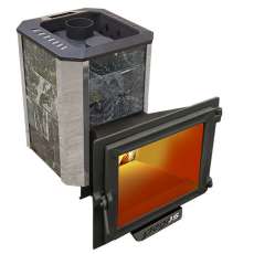 Печь Пегас 16 панорама в камне змеевик Амазонка бай фото в Бобруйске