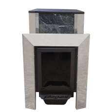 Печь Пегас 16 со стеклом в камне змеевик в Бобруйске