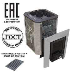 Печь Пегас 16 нерж со стеклом в камне змеевик в Бобруйске