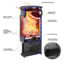 Печь-Камин ASTON 11кВт (180 м3) угловой в Бобруйске