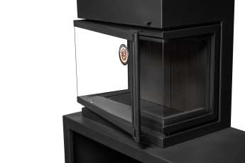 Камин МАДРИД на дровнике Гигант слева черный\белый шамот в Бобруйске