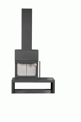 Камин МАДРИД на дровнике Гигант слева черный\белый шамот в Бобруйске