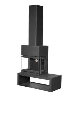 Камин МАДРИД на дровнике Гигант слева черный\белый шамот в Бобруйске