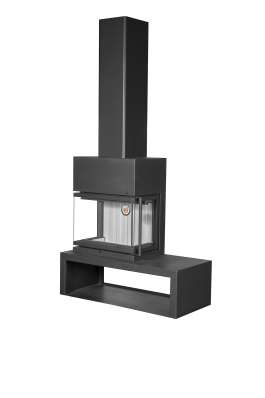 Камин МАДРИД на дровнике Гигант слева черный\белый шамот в Бобруйске
