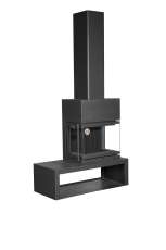 Камин МАДРИД на дровнике Гигант справа черный\белый шамот в Бобруйске