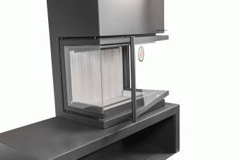 Камин МАДРИД на дровнике Гигант справа черный\белый шамот в Бобруйске