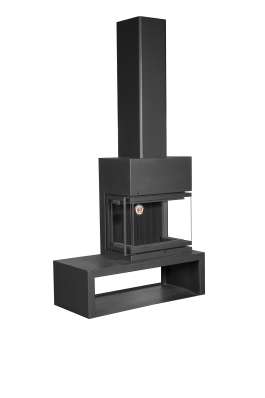 Камин МАДРИД на дровнике Гигант справа черный\белый шамот в Бобруйске