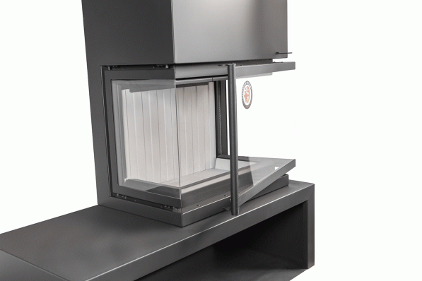 Камин МАДРИД на дровнике Гигант справа черный\белый шамот в Бобруйске