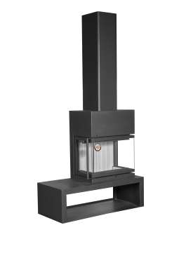 Камин МАДРИД на дровнике Гигант справа черный\белый шамот в Бобруйске