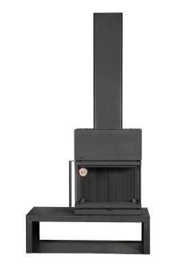 Камин МАДРИД на дровнике Гигант справа черный\белый шамот в Бобруйске