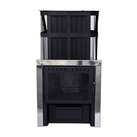 Печь банная Сибирь-24 c закрытой каменкой, панорамная дверца в Бобруйске