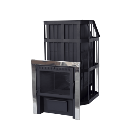 Печь банная Сибирь-24 c закрытой каменкой, панорамная дверца Амазонка бай фото в Бобруйске