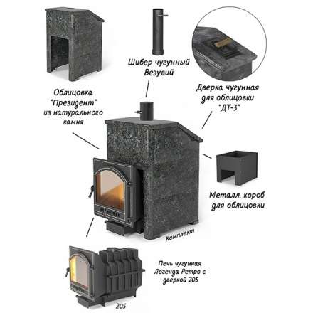 Комплект Президент Везувий Легенда Ретро 205 Пироксенит Элит в Бобруйске