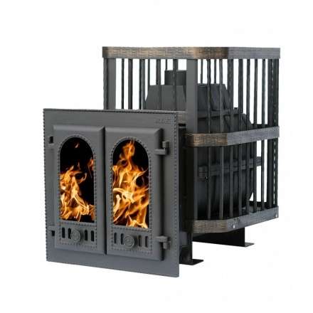 Печь банная Сибирь-24 с двухстворчатой каминной дверцей Амазонка бай фото в Бобруйске