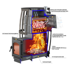 Печь для бани Везувий Легенда Русский Пар Ковка 30 (271) в Бобруйске