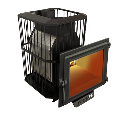 Банная печь Пегас 16 панорама нерж сетка фото в Бобруйске