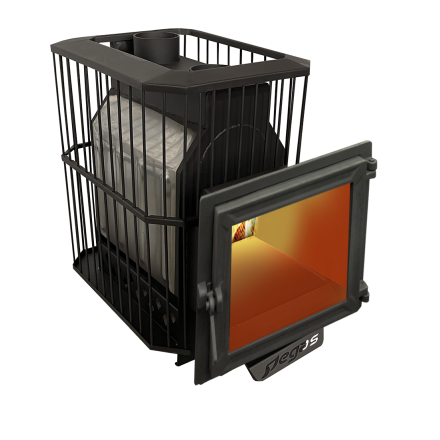 Банная печь Пегас 26 нерж панорама сетка фото в Бобруйске