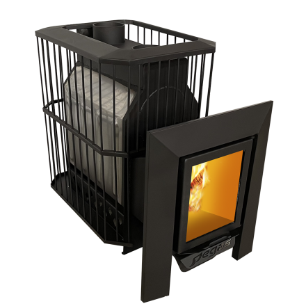 Банная печь Пегас 26 нерж со стеклом сетка фото в Бобруйске