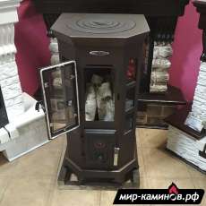 Недорогая стальная печь Термофор Статика Секста, чёрная бронза фото в интерьере в Бобруйске