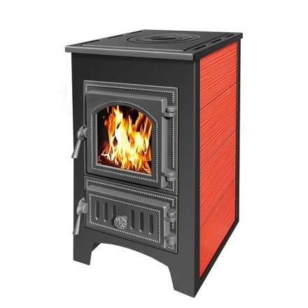 Печь-камин Везувий ПК-01 (270) с плитой  красная 9 кВт Амазонка бай фото в Бобруйске