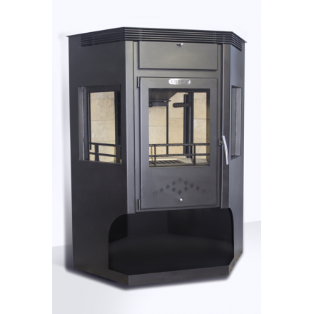 Стальная печь-камин Сибирь 15 с дровницей фото в Бобруйске