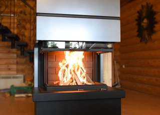 Стальной большой камин Родос 800 черный фото в Бобруйске