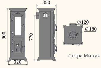 Отопительная печь Термофор Статика Тетра Мини, чёрная бронза фото в Бобруйске