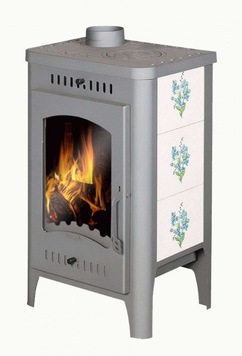 Печь-камин Бавария Оптима Незабудка с плитой фото в Бобруйске