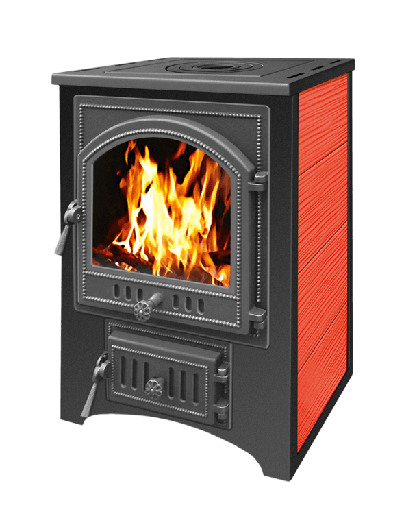 Печь-камин Везувий ПК-01 (205) c плитой красная 12 кВт Амазонка бай фото в Бобруйске
