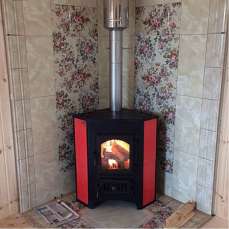 Купить Печь-камин Везувий ПК-01 (220) угловой красный 9 кВт в Бобруйске в Бобруйске