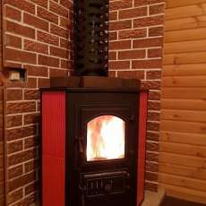 Купить Печь-камин Везувий ПК-01 (220) угловой красный 9 кВт в Бобруйске в Бобруйске