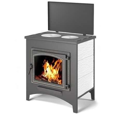 Печь-камин Везувий ПК-04 (240) с плитой беж 12 кВт Амазонка бай фото в Бобруйске