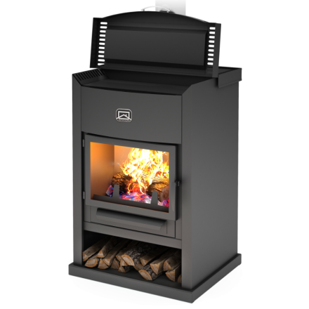 Стальной камин с дровницей Теплодар ОВ-120 (прямой) фото в Бобруйске