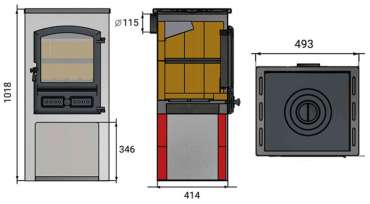 Стальной камин со стеклом ЭТНА (БКД) с плитой и теплообменником фото в Бобруйске
