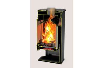 Стальной недорогой камин с дровницей Теплодар Румба фото в Бобруйске